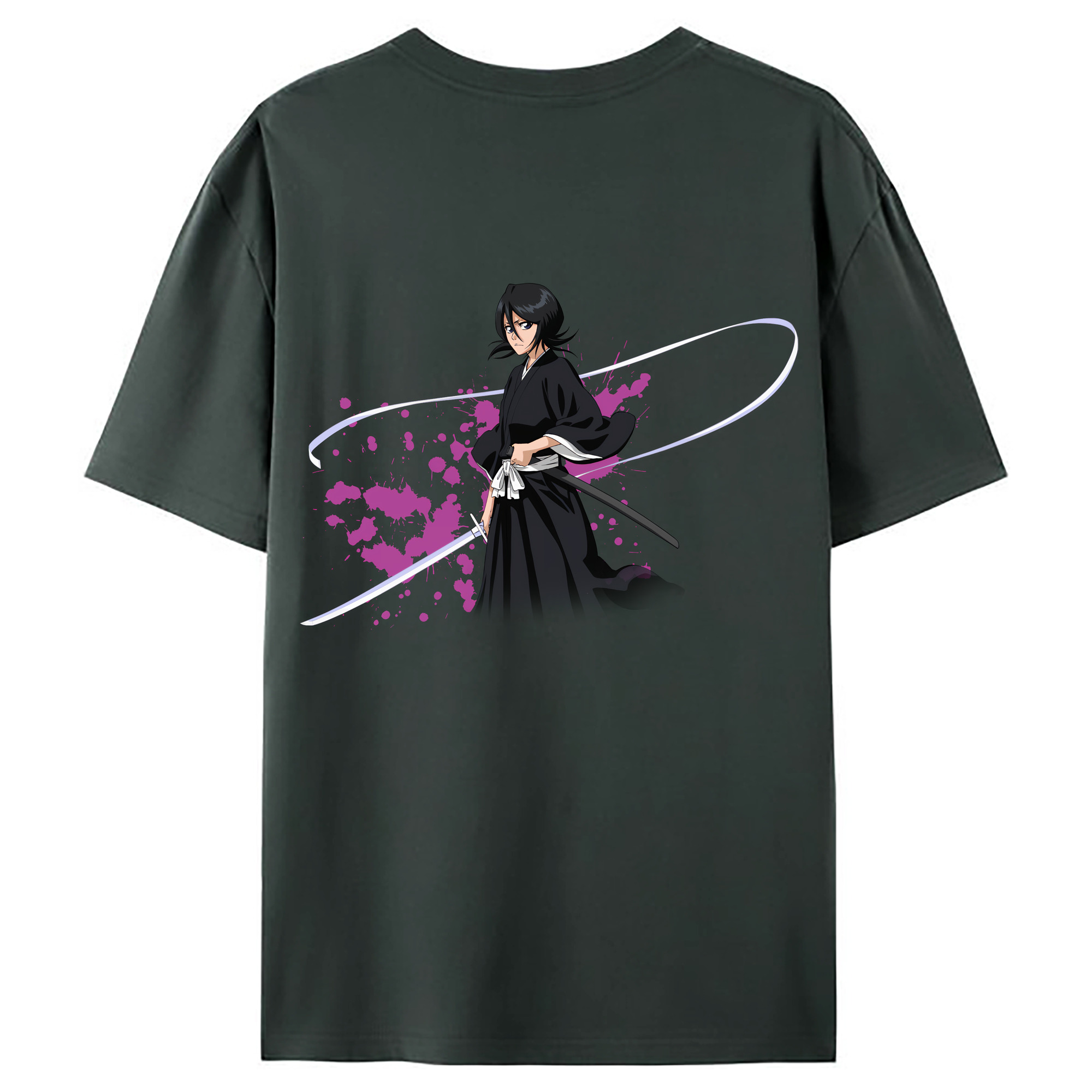 （画像用） ブリーチ 朽木ルキア BLEACH Kuchiki Rukia 綿100％ メンズ半袖Tシャツ（バックプリント） 通気性